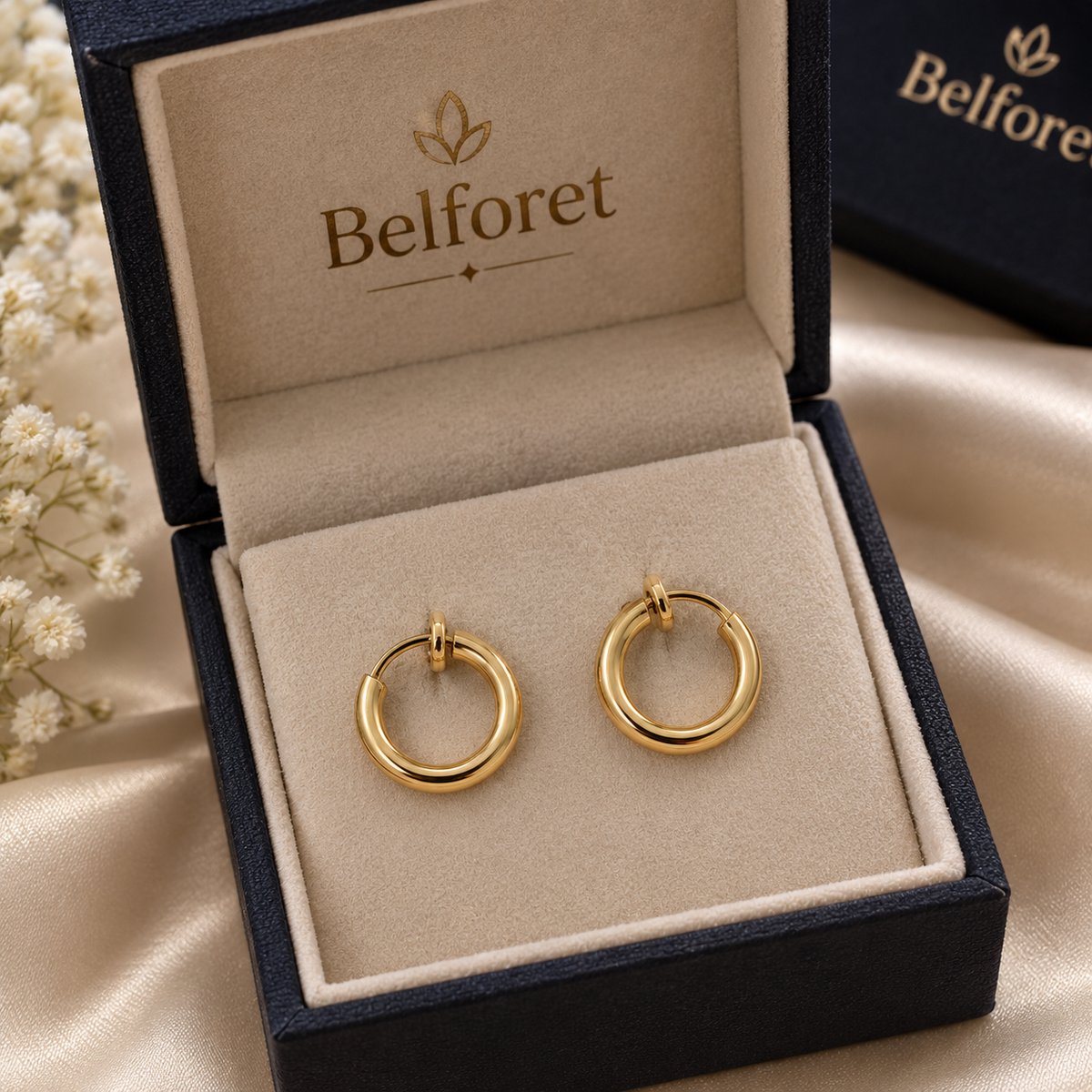 Anti tarnish Classic Gold Hoop Earrings for Women | Minimalist Small Huggie Earrings