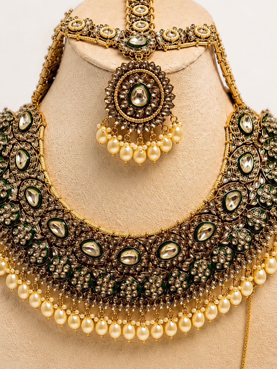 Royal Kundan Choker Bridal Jewelry Set with Maang Tikka, Earrings, Nath & Ring