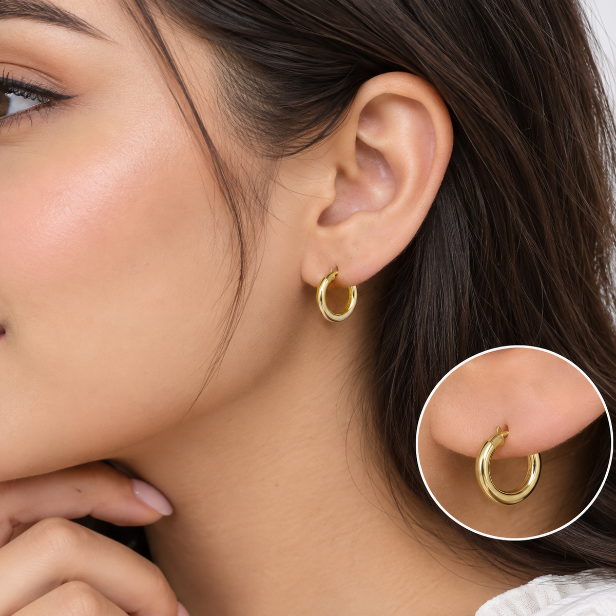 Anti tarnish Classic Gold Hoop Earrings for Women | Minimalist Small Huggie Earrings