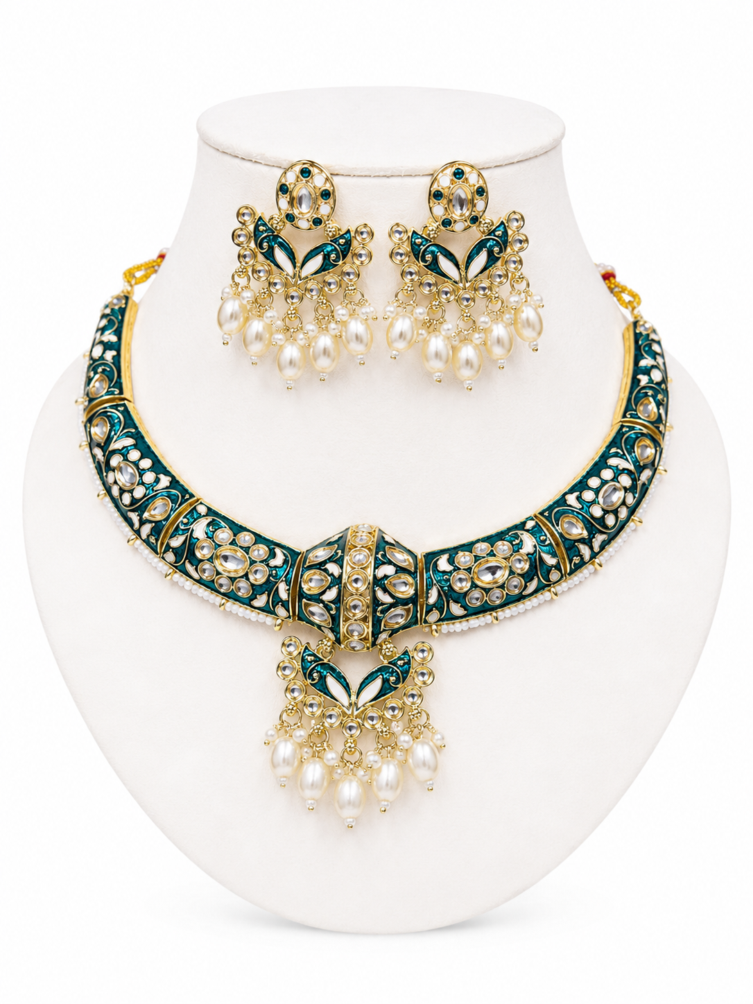 Royal Green Meenakari Kundan Choker Set