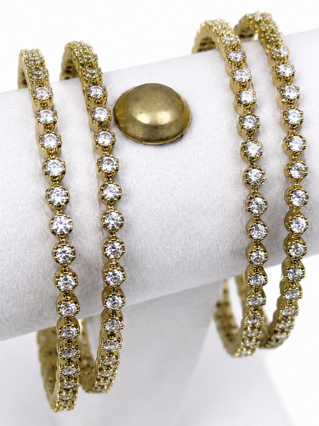 Diamond Look Tennis Bangles for Women – Premium CZ Crystal Bracelet | Gold & Silver