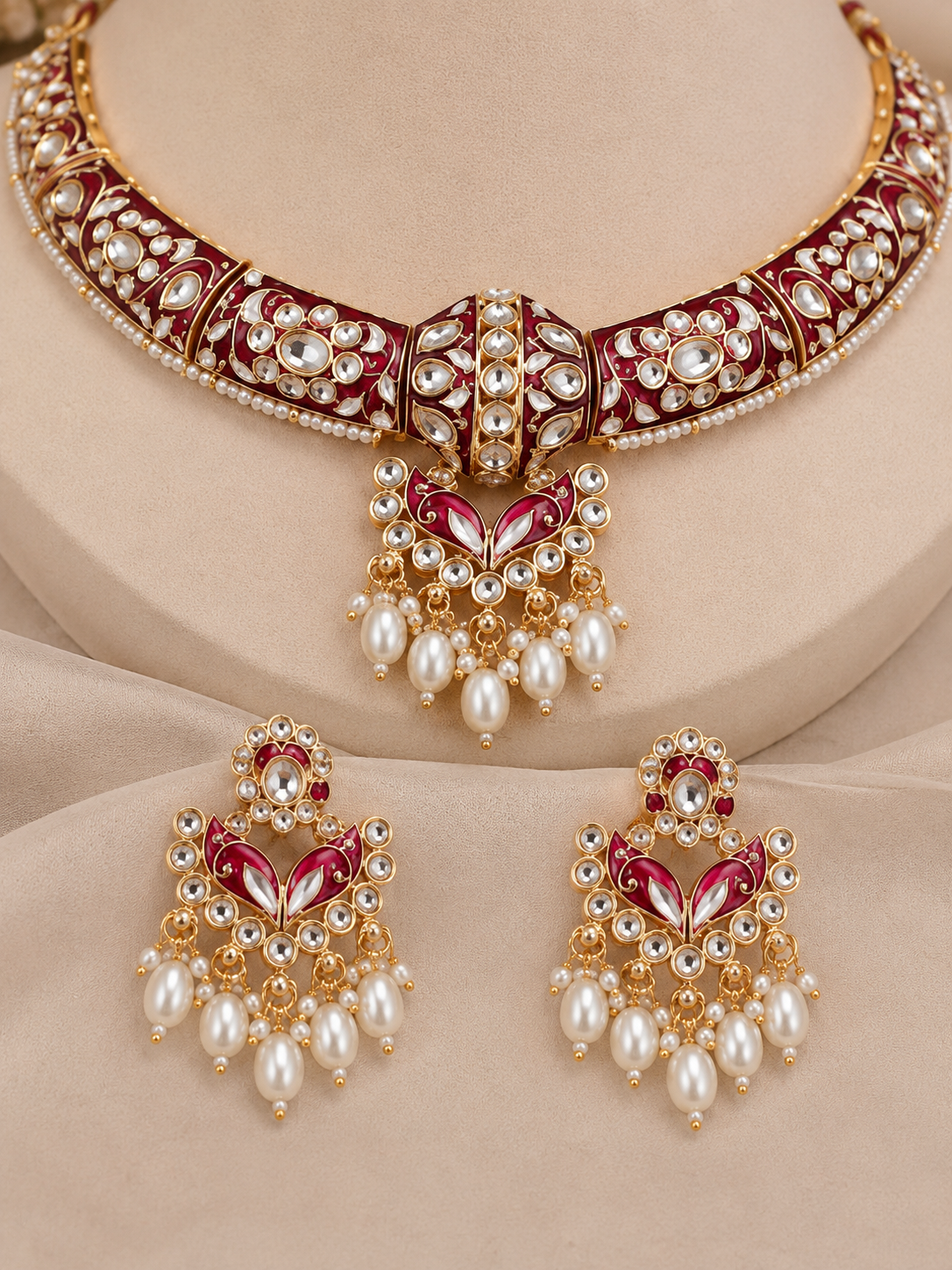 Royal Green Meenakari Kundan Choker Set