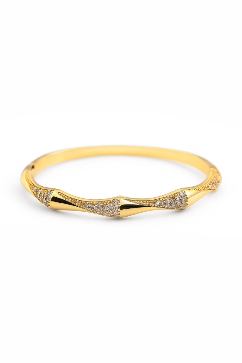 Anti tarnish .Gold-Tone Crystal Bangle Bracelet for Women | Elegant Rhinestone Openebel Cuff Jewelry | Belforet