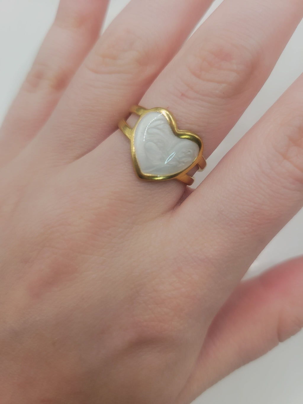 Anti tarnish Heart Shaped White Stone Ring for Women | Elegant Gold-Tone Statement Ring |